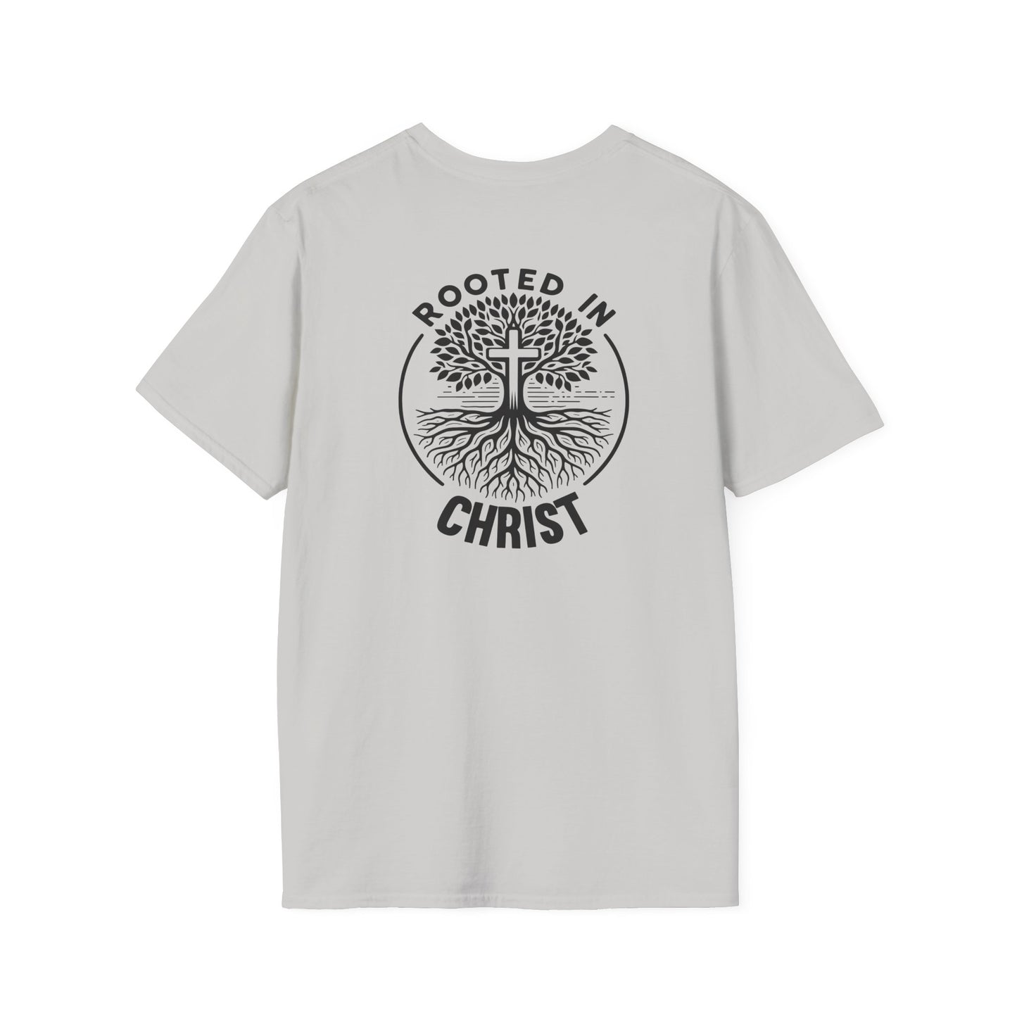 "Rooted In Christ" Back Print Unisex Softstyle T-Shirt
