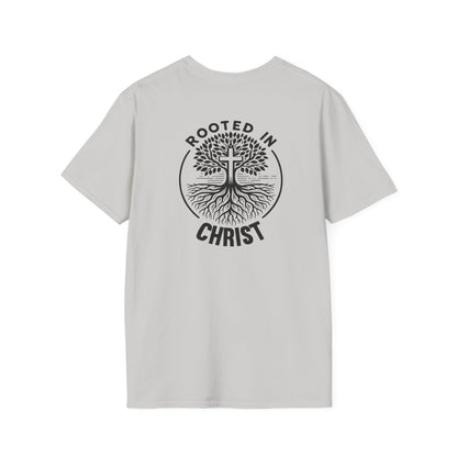 "Rooted In Christ" Back Print Unisex Softstyle T-Shirt