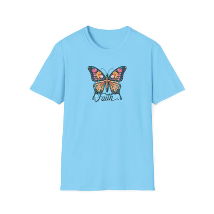 Faith Butterfly - Unisex Softstyle T-Shirt | Inspirational Tee, Gift for Her, Spring Fashion, Spiritual Wear, Summer Outfit