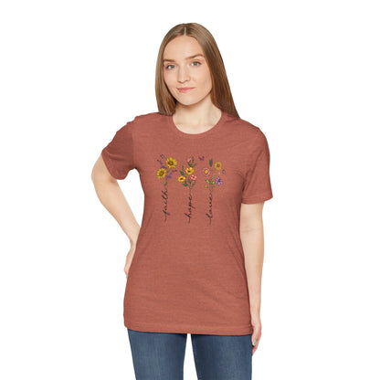 "Faith Hope Love" Flowers Unisex Softstyle T-Shirt