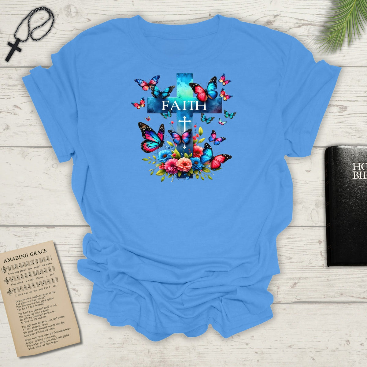 "Faith and Nature" -  Unisex T-Shirt - Christian, Butterfly Design