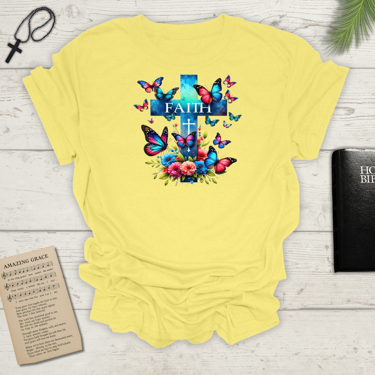 "Faith and Nature" -  Unisex T-Shirt - Christian, Butterfly Design
