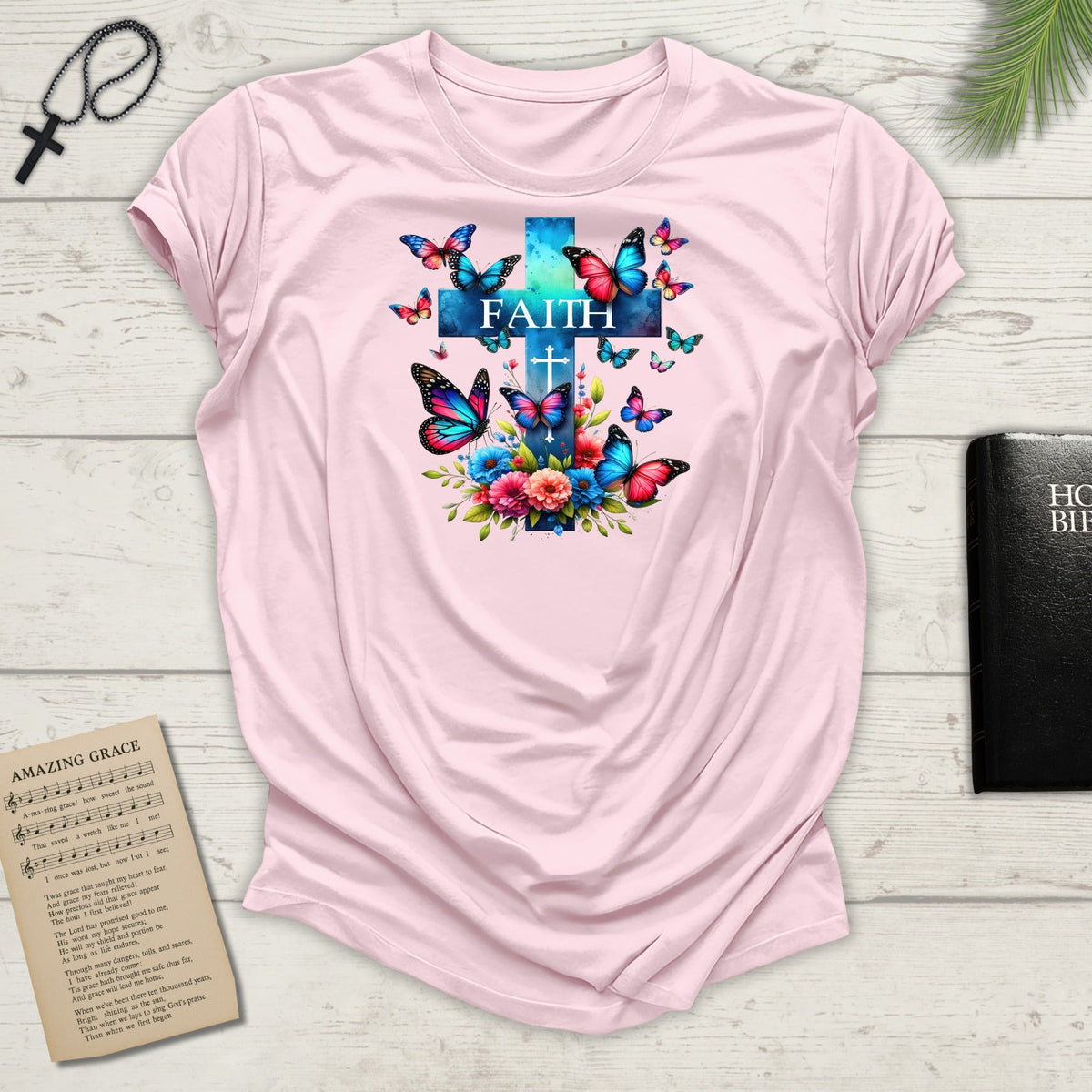 "Faith and Nature" -  Unisex T-Shirt - Christian, Butterfly Design