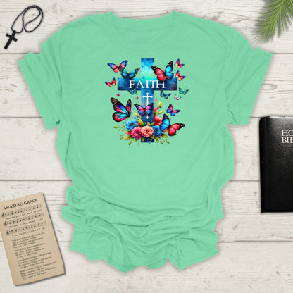 "Faith and Nature" -  Unisex T-Shirt - Christian, Butterfly Design