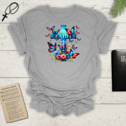 "Faith and Nature" -  Unisex T-Shirt - Christian, Butterfly Design