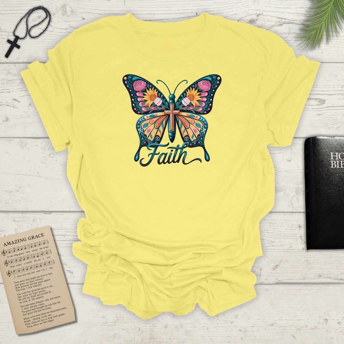 Faith Butterfly - Unisex Softstyle T-Shirt | Inspirational Tee, Gift for Her, Spring Fashion, Spiritual Wear, Summer Outfit