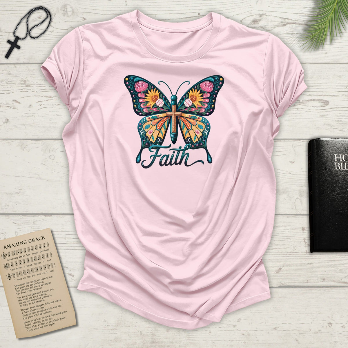 Faith Butterfly - Unisex Softstyle T-Shirt | Inspirational Tee, Gift for Her, Spring Fashion, Spiritual Wear, Summer Outfit