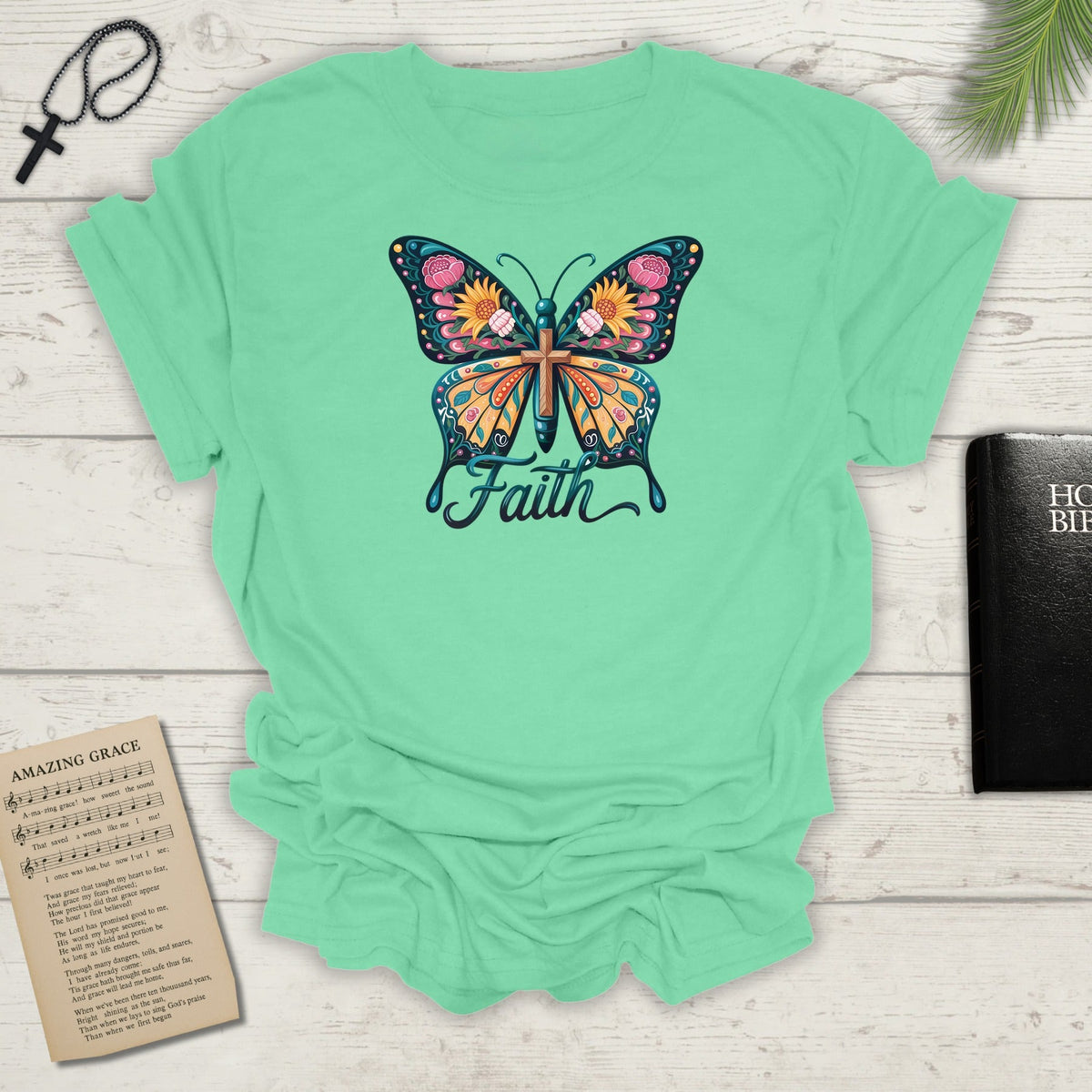 Faith Butterfly - Unisex Softstyle T-Shirt | Inspirational Tee, Gift for Her, Spring Fashion, Spiritual Wear, Summer Outfit