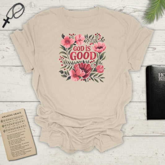 Floral "God is Good" - T-Shirt for Inspirational Wear